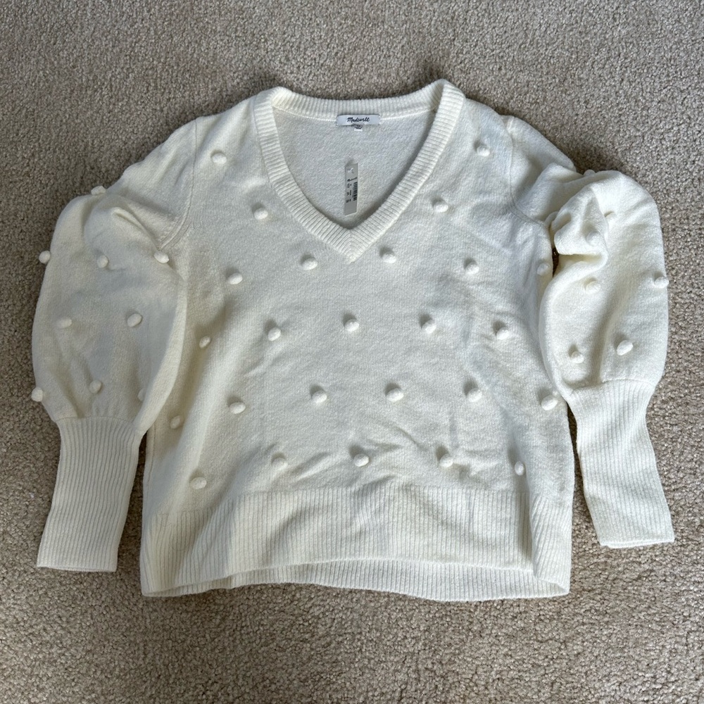 NWT Madewell bobble dashwood v-neck sweater in coziest yarn (XS)